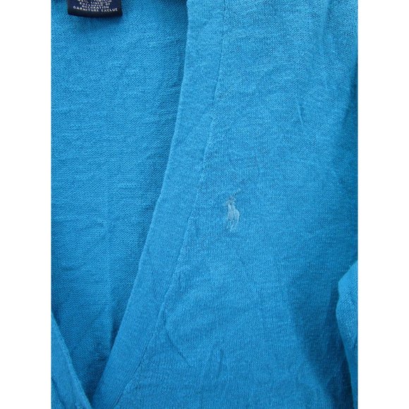 Ralph Lauren Sport Sweater Small Linen Cardigan Pony Logo Button Up - Picture 4 of 10